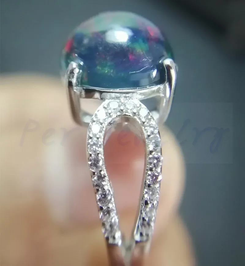 Кольцо с натуральным черным опалом,, серебро 925 пробы, 9*11 мм, 2.2ct, драгоценный камень для мужчин или женщин, хорошее ювелирное изделие# J97301