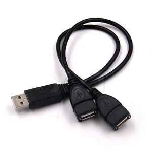 USB 2,0 A 1 штекер на 2 двойных USB-концентратора для передачи данных адаптер питания Y-Разветвитель USB-кабель питания для зарядки Удлинительный кабель 39 см