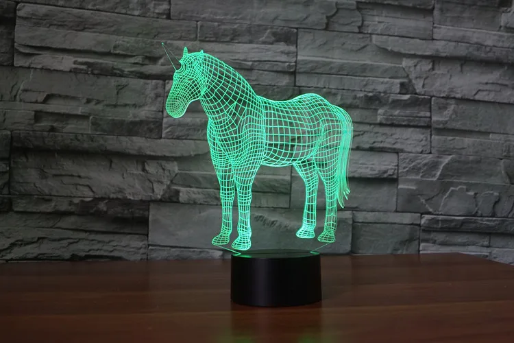 3D ночник в виде единорога светодиодный цветной сенсорный USB переключатель