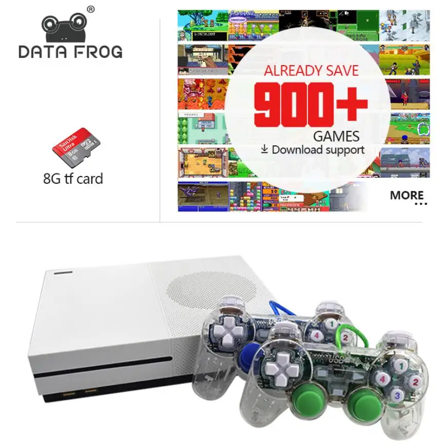 Данные лягушка Новая 4 Гб Видео игровая консоль ТВ консоли с 600 игр прозрачный геймпад Семейный плеер для GBA/NEOGEO/NES/SNES