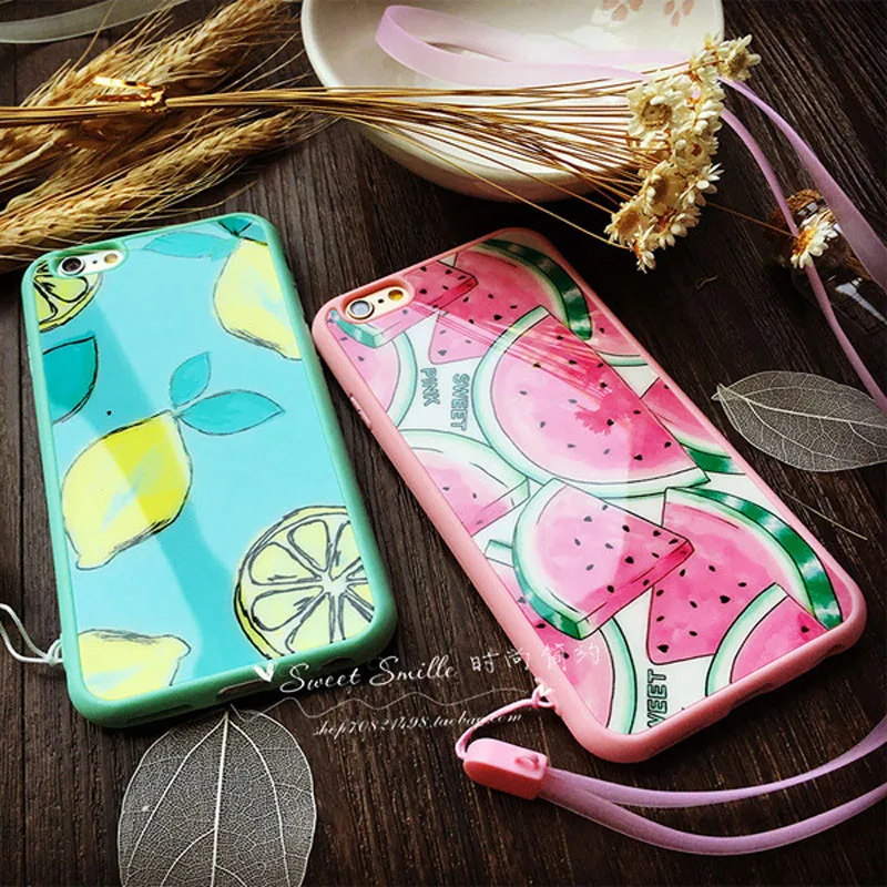 Summer NOVELTY Fruit Lemon Watermelon Silicon TPU Soft Back Cover Case For iPhone 5s 5se 6 6S 6plus 6s 7 8plus Mobile Phone |
