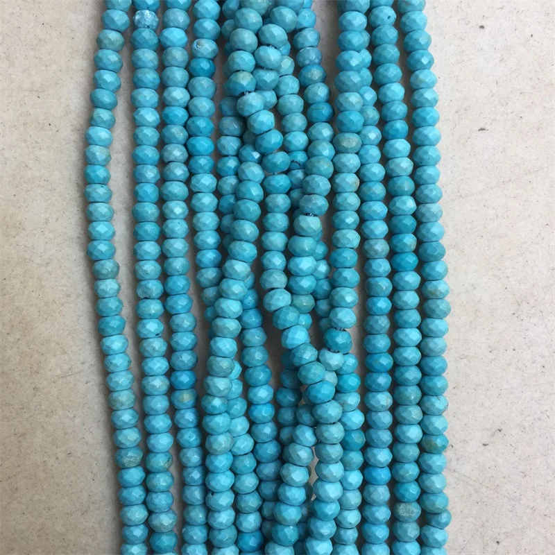 Бусины бирюзовые голубые белые Howlite Roundel граненые 4*3 мм 15 дюймов для