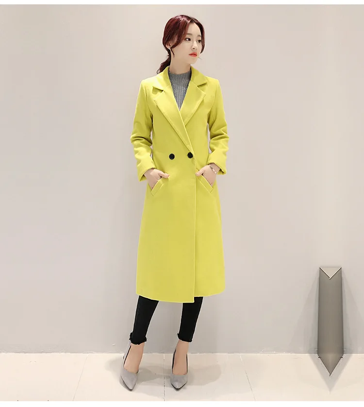 2017 новое корейское Красное длинное пальто выше колена Женская хлопковая