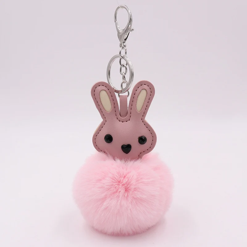 Милые пушистые подвески для ключей с кроличьим мехом и помпоном брелок сумка