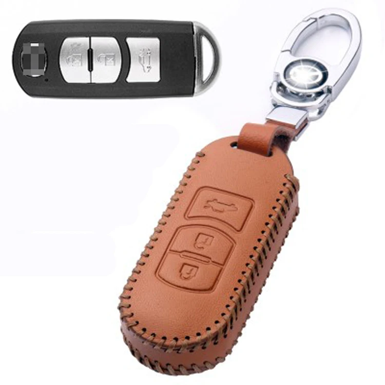 Новый кожаный чехол для ключа с 3 кнопками и дистанционным управлением цепочкой