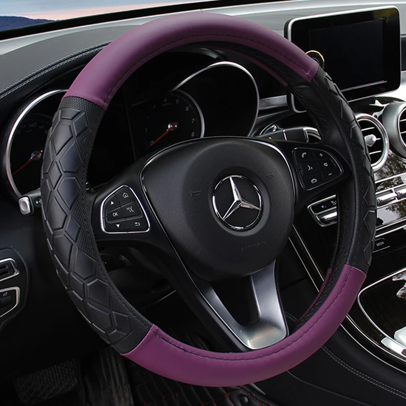 

37-38CM New Car Steering Wheel Cover Artificial Leather Steering-Wheel Covers Breathable Fabric Braid Auto Accessories Universal