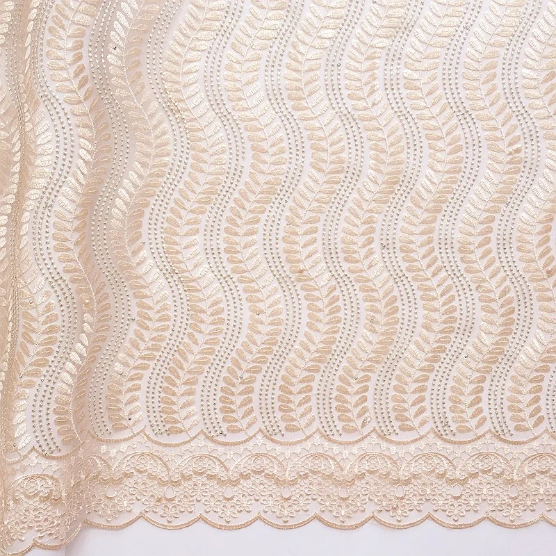 Aso Ebi Высокое качество Кружева из бисера ткани Шантильи Французский кружевной