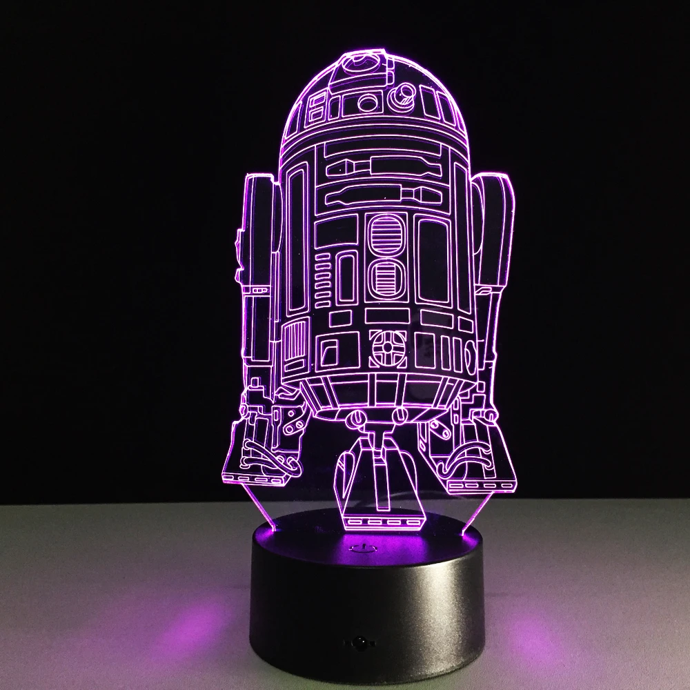 Крутой робот R2D2 новинка 3D светильник светодиодный прикроватная лампа настольная