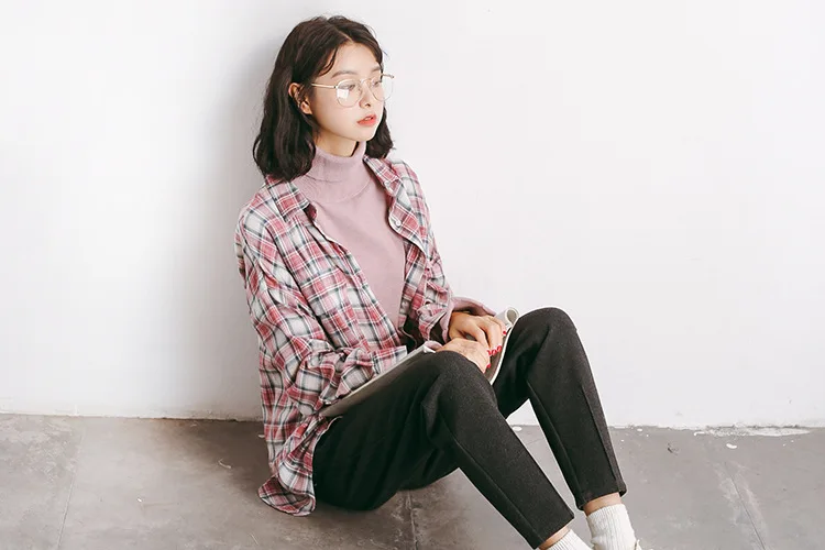 Повседневные длинные брюки Pantalon Femme корейская весенне-осенняя одежда свободные винтажные Талия на резинке Женские шаровары QH217