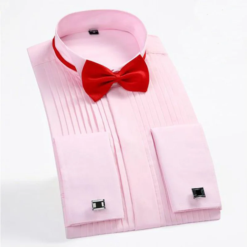 Новая мода Новый 2017 Для мужчин рубашка модного бренда смокинг свадебные рубашки