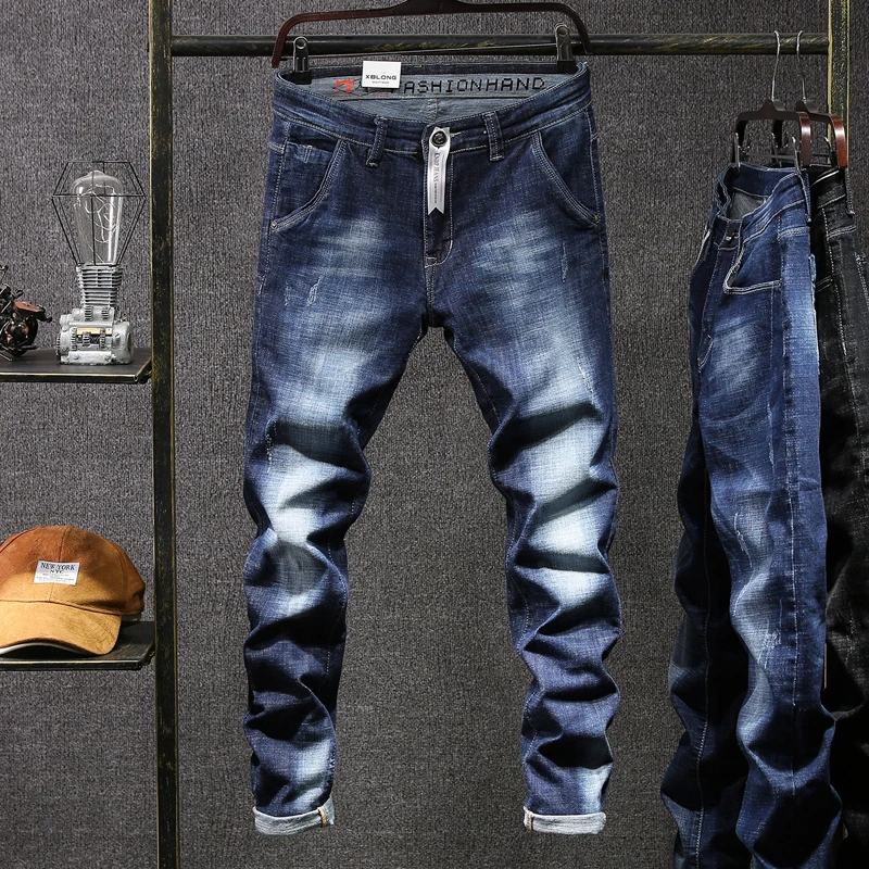 

Men Jeans Homme Pants Biker Spijkerbroek Mannen Masculina Denim Overalls Ropa Hombre De Marca Hip Hop Narrowed Pant Man Jean
