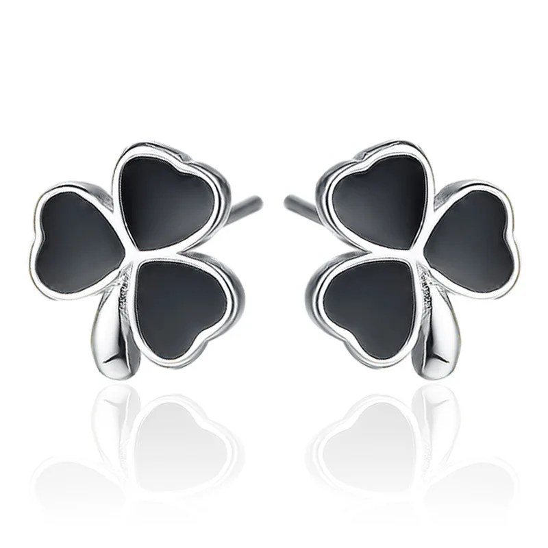 

Promotion 925 Sterling Silver New Fashion Black Love Flower Stud Earrings Women Anti Allergy Jewelry Birthday Gift Drop Shipping