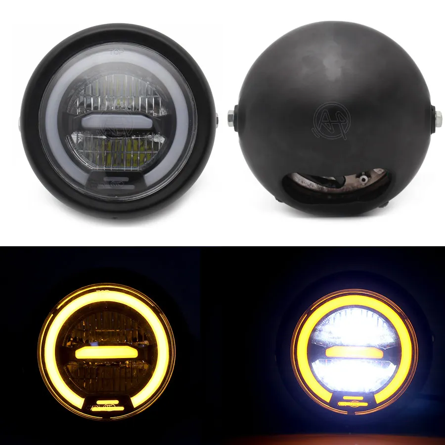 Янтарный свет для мотоцикла Ретро фара винтажный прожектор мото большой круглый