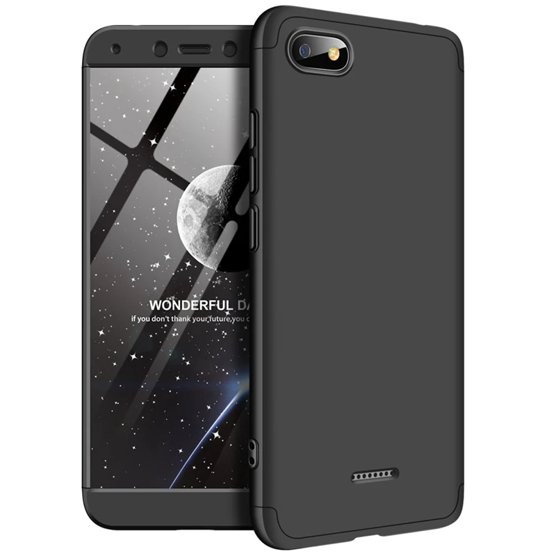 Black Чехол Xiao mi Red mi 6A, 360, полная защита, чехол для телефона, чехол для Xiao mi Red mi 6 Pro 6A Xio mi Red mi 6 mi A2 Lite, чехол 3 в 1 - Цвет: Black