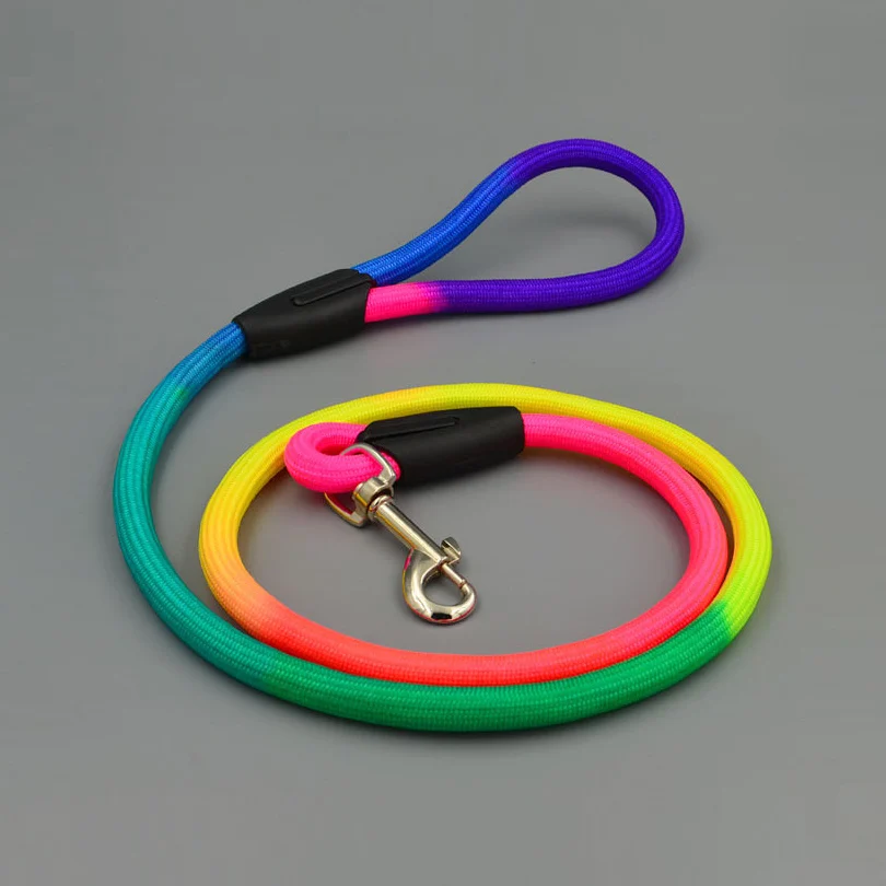 

Rainbow Color Pet Dog Cat Safety Chain Traction Rope with Buckle 1cm Width 120cm Length for Medium Small Dogs Holiday Beauty
