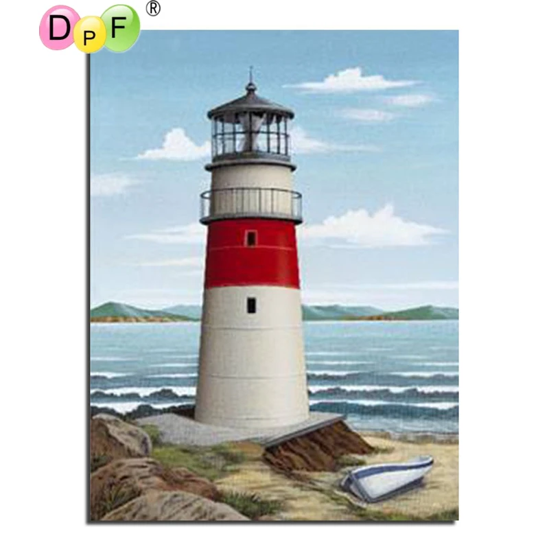 DPF Алмазная вышивка Маяк по морю алмазная живопись крестиком рукоделие мозаика