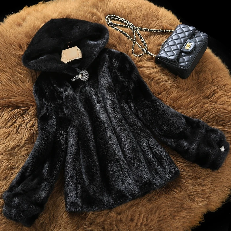 Меховая норковая куртка с капюшоном Haining 2019 года|mink coat fur|mink coatsmink fur |