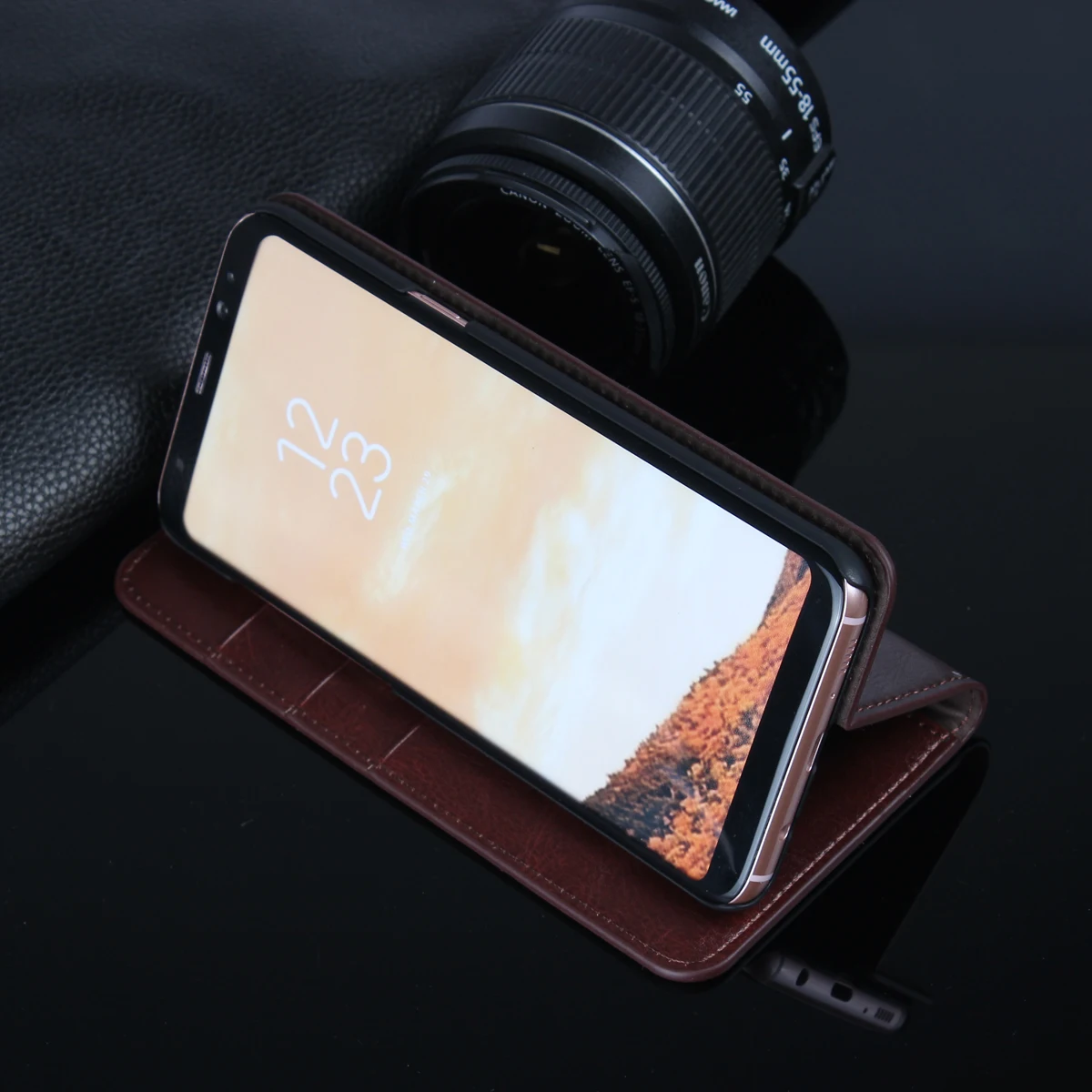 Роскошный чехол бумажник для Samsung Galaxy S8 Plus кожаный премиум откидная крышка сумки