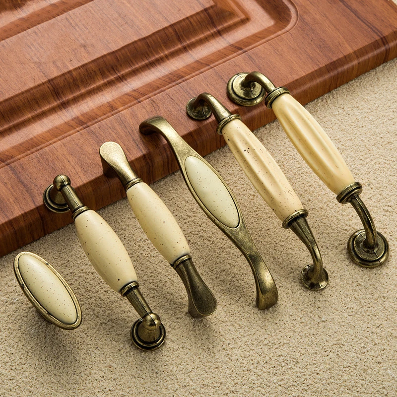 2 шт. бежевые керамические дверные ручки антикварные для кухонного шкафа ящика
