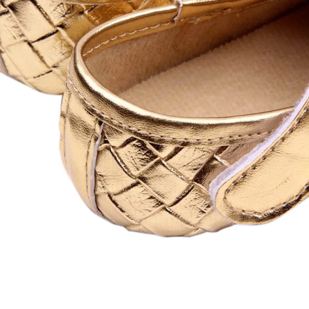 

Newborn Baby Girls Shoes First Walkers Bowknot Baby Shoes Retail Black White Gold