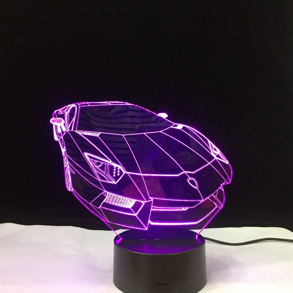 3d светодиодный светильник для спортивного автомобиля с цветным постепенным