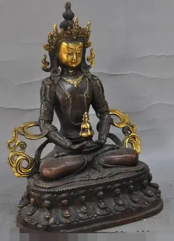 S01237 9 &quotТибетский буддистский храм бронзовая позолота Амитаюс долголетка богиня