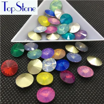TopStone 100 шт 8,10, 12,14 16 18 мм Смола Опал круглые стразы Rivoli - Цвет: randomly mix opals
