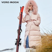 Vero Moda парка женская пуховик женский куртка с капюшоном из меха енота, 90% белый утиный пух, прямая, толстая, очень длинная, пуховик для женщин | 318412509