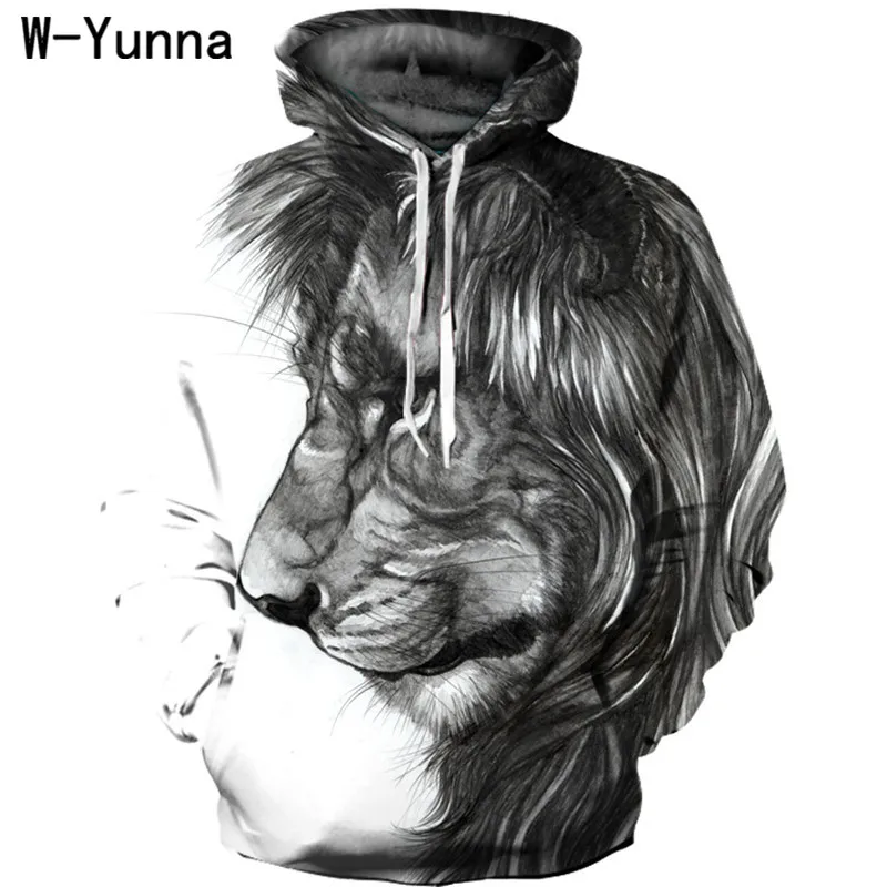 W-Yunna свитшоты мужские Король Лев 3d печать толстовка с капюшоном полиэстер с длинными рукавами свободные Sudadera