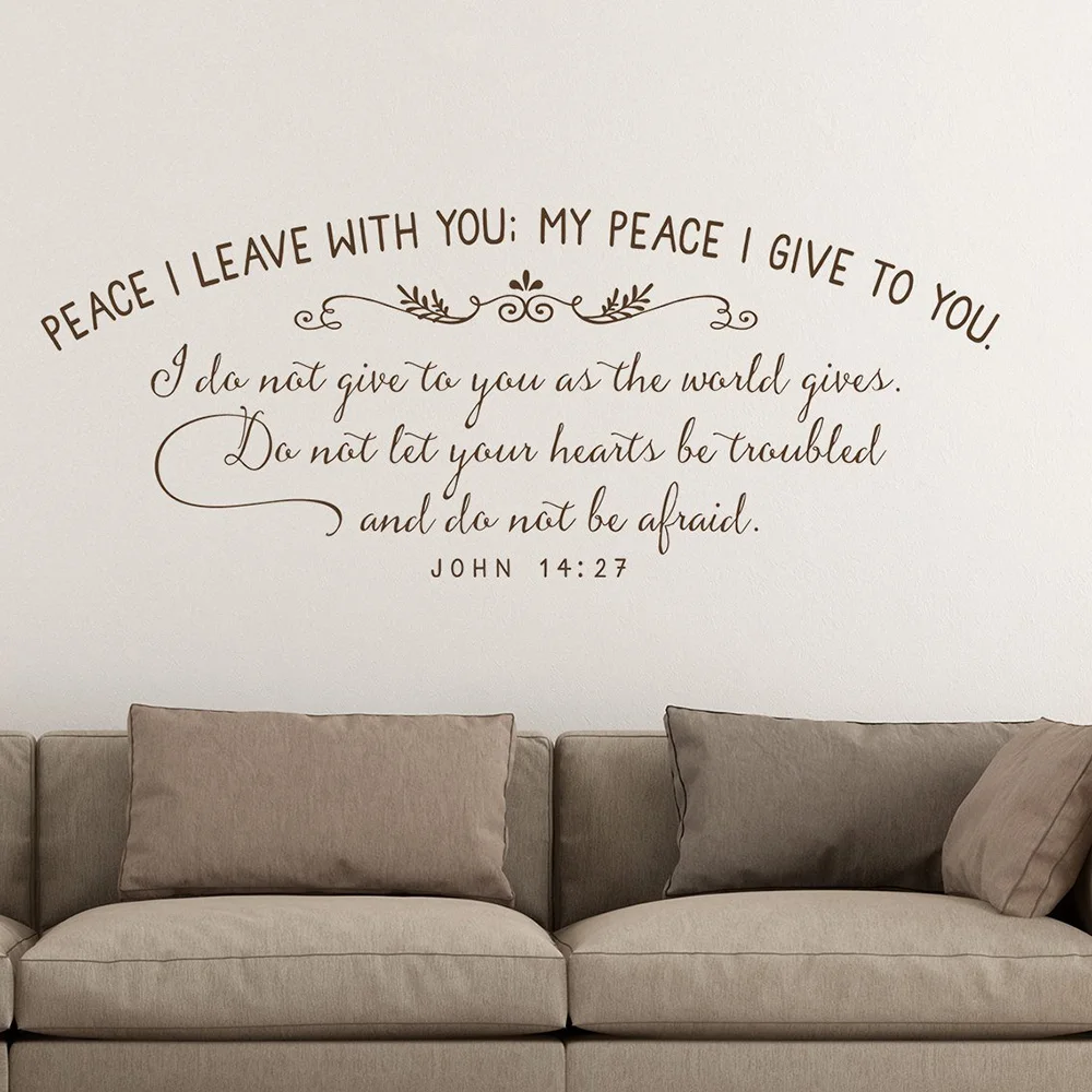 Мир, я оставляю с вами; Мой мир, я даю вам христианские наклейки на стену, Джон 14:27, Писание, настенные наклейки, вдохновляющее настенное искусство G414 Мир, я оставляю с вами; Мой мир, я даю вам христианские наклейки на стену, Джон 14:27, Писание, настенные наклейки, вдохновляющее настенное искусство G414