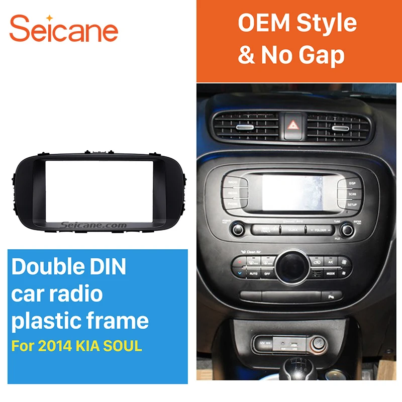 

Seicane Black Double Din Car Radio Fascia for 2013 2014 KIA SOUL Dash Mount Kit Adapter CD Trim Panel Plate Frame