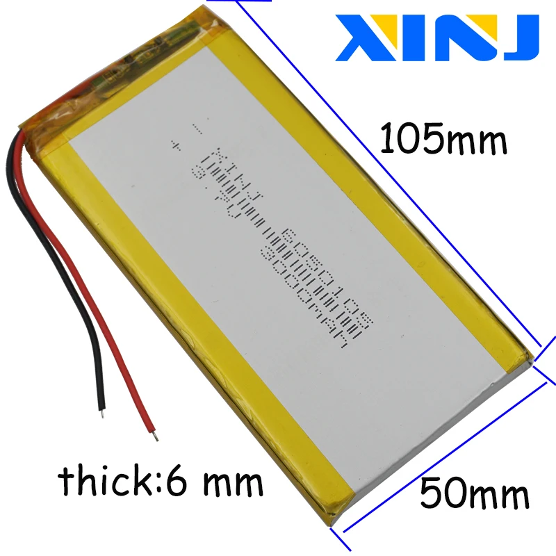 XINJ 3 7 V 3000mAh литиевый полимерный аккумулятор 2pin 1 0/1 25/1 5/2 0/2 54 мм разъем для GPS Sat Nav PDA