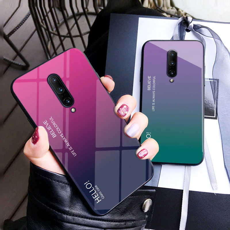 Чехол для OnePlus 7 Pro Модный чехол из твердого закаленного стекла роскошная защитная