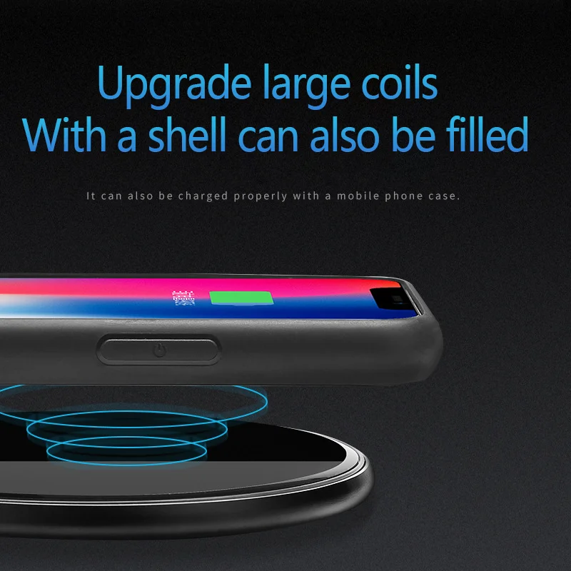 Зеркальное стекло Qi Беспроводное зарядное устройство для IPhone X 8 Plus настольное
