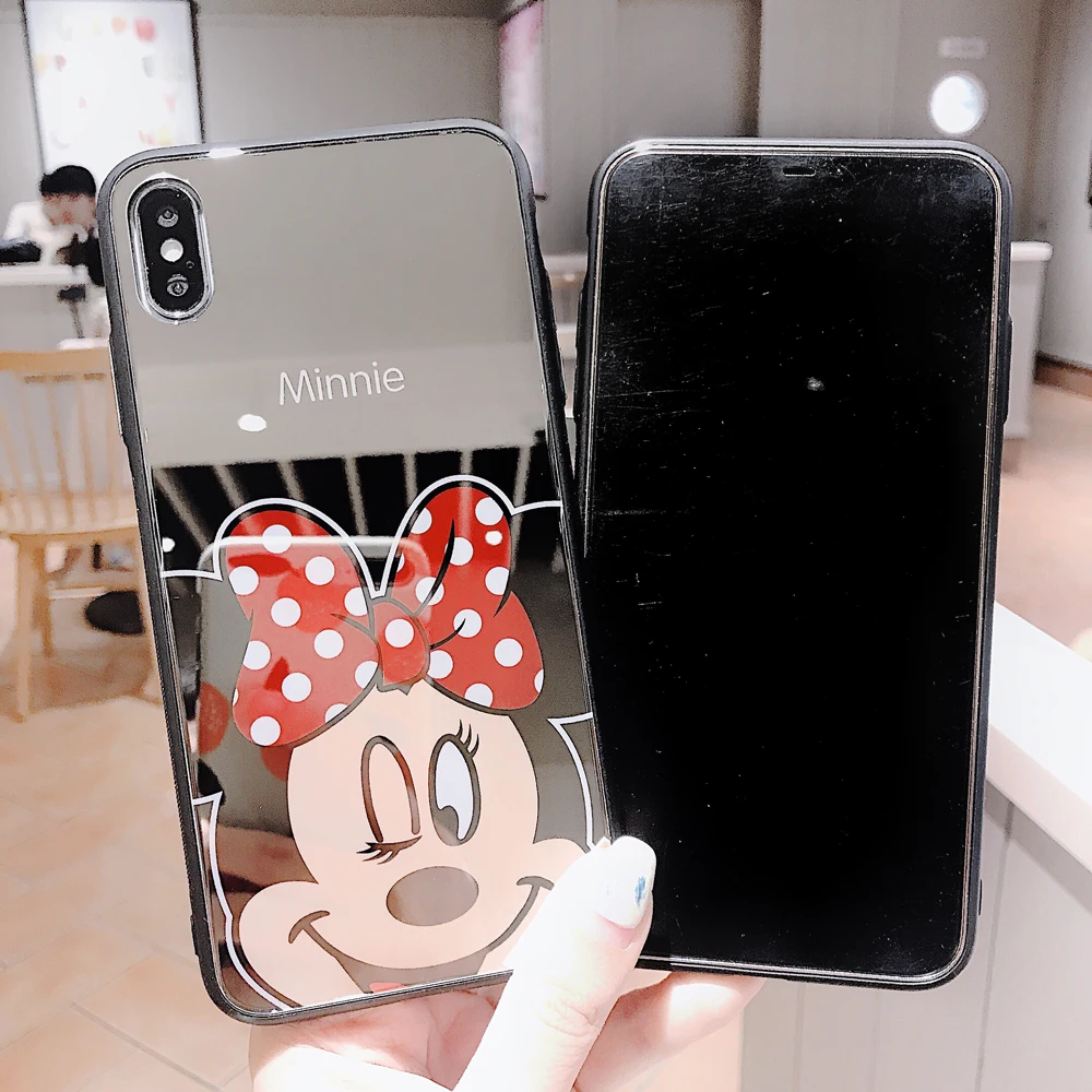 Чехол для телефона для iPhone 6S 6 Plus зеркальный рисунок Микки и Минни задняя крышка чехол для iPhone XR X XS Max 6 7 8 Plus чехол Coque Fundas