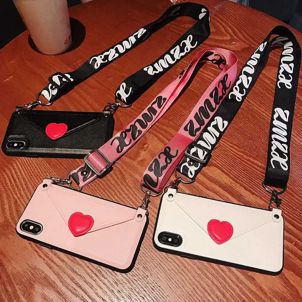 KISSCASE девчачий кожаный ремешок чехол для iPhone 7 8 Plus X XR XS MAX Lover Heart Holder Чехлы 6 6S Сумки
