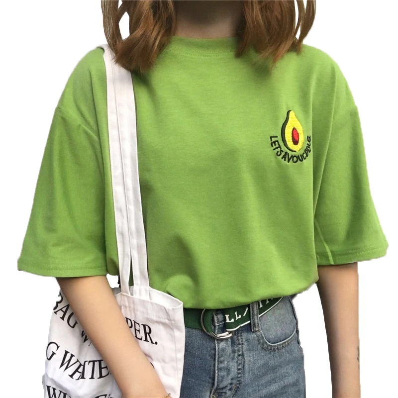 Весна-лето 2021 футболка YouGeMan Женская Корейская одежда Ulzzang Harajuku зеленая с коротким