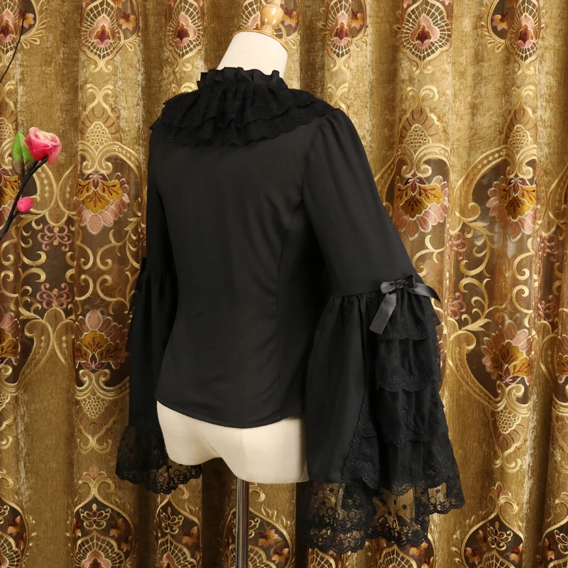 

Princess daily sweet lolita shirt vintage lace bowknot flare sleeve stand victorian shirt kawaii girl gothic lolita top loli cos