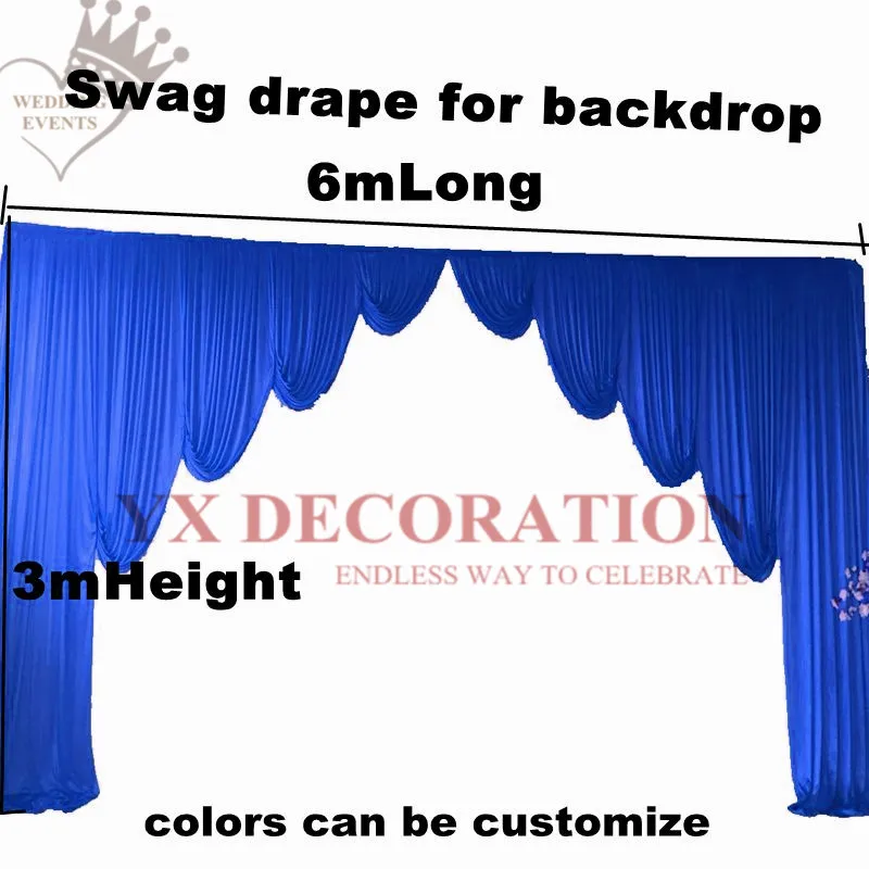 Новый дизайн Красный Цвет ледяной шелк свадебный фон Swag драпировка \ сценический