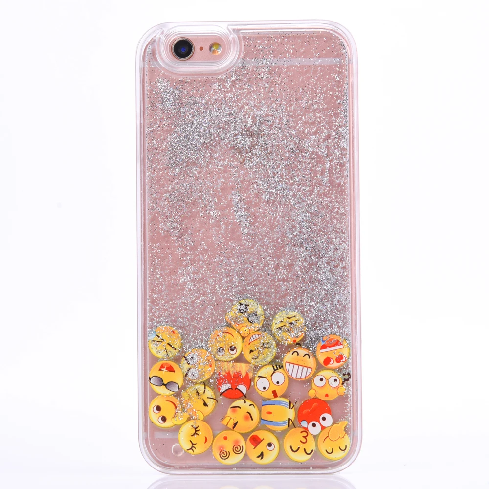 Прекрасный Световой улыбка лицо Emoji динамический жидкость зыбучие пески Coque