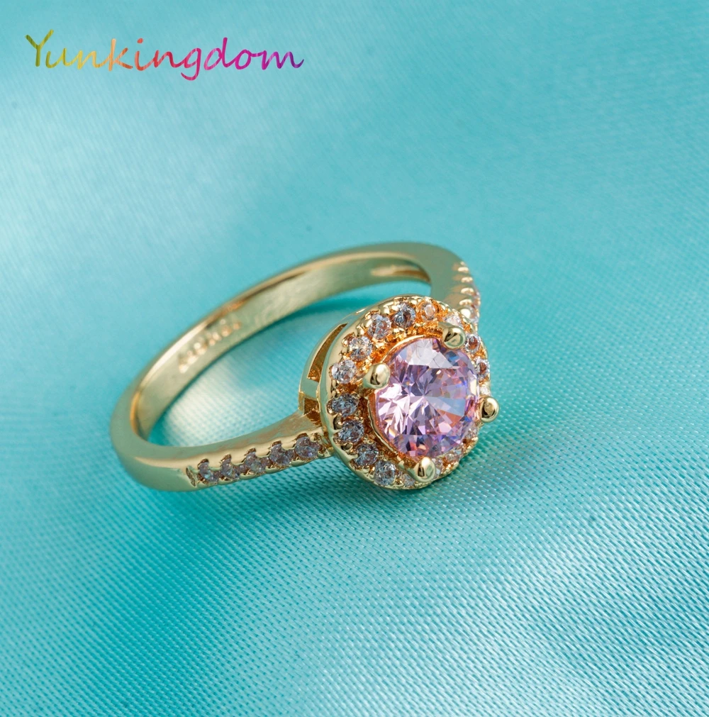 Yunkingdom милые обручальные кольца с розовым цирконием для женщин модные ювелирные