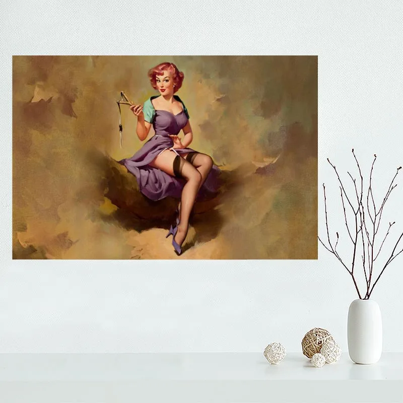 Хороший на заказ Pin Up Девушки Холст плакат печать живопись искусство настенный Шелковый плакат ткань печать ткань плакат