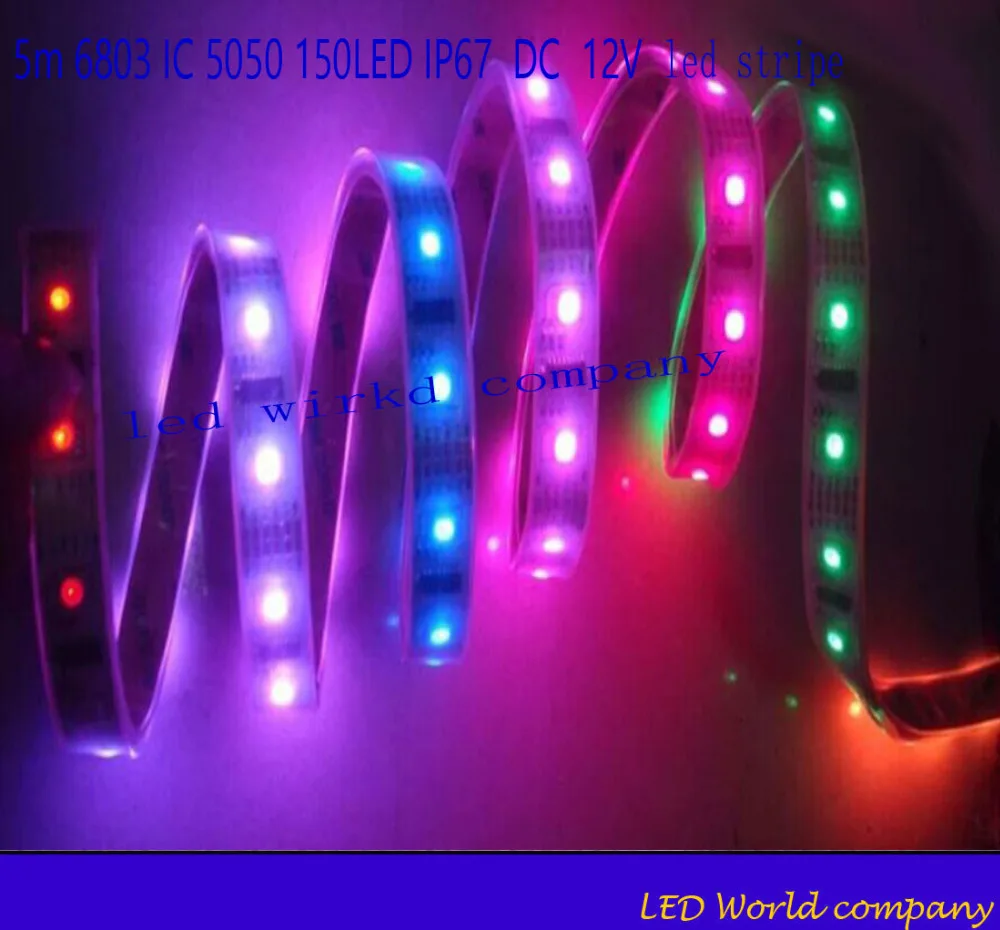 Бесплатная доставка DC12V 5 М 150LED Светодиодная лента 6803 IC SMD 5050 RGB dream magic color led pcb