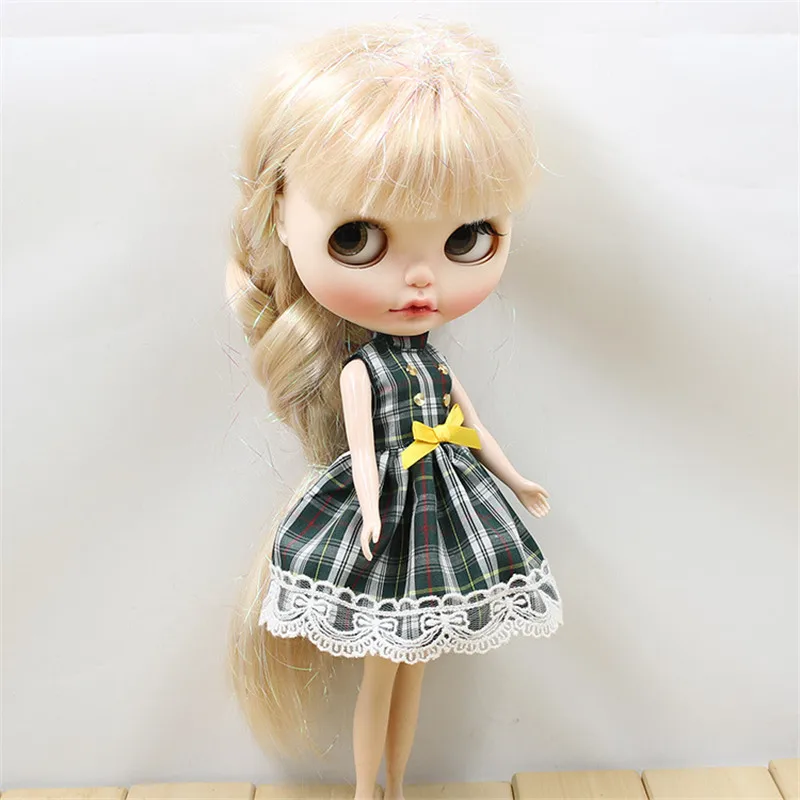 1 шт., модное платье для 1/6 года, кукла BJD, зеленое клетчатое кружевное платье без рукавов для самостоятельного изготовления, платье принцессы, оригинальные аксессуары для кукол