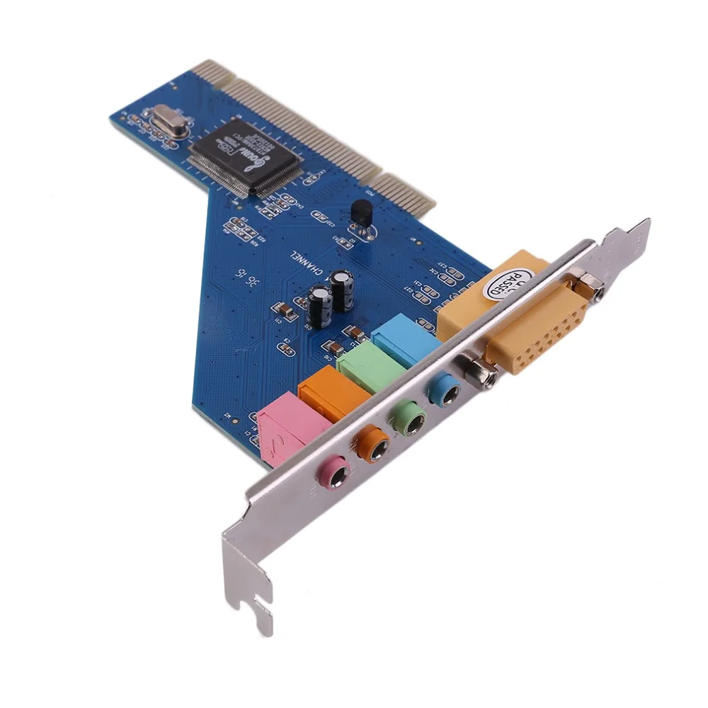 Новинка 4 канала 5,1 объемный 3D PCI Звуковая аудиокарта для ПК Windows XP/Vista/7 продвижение с CD
