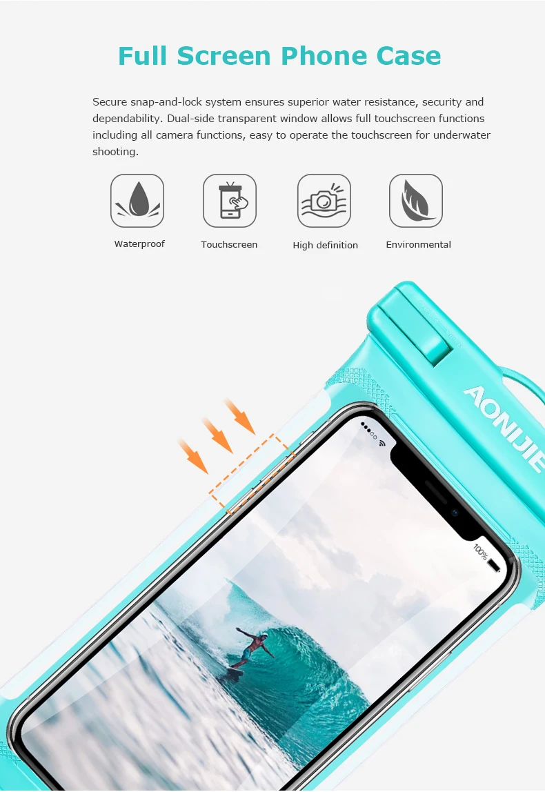 AONIJIE E4103 полный экран водонепроницаемый чехол для телефона сухая сумка чехол для мобильного телефона речной треккинг плавание пляж дайвинг дрейфующий