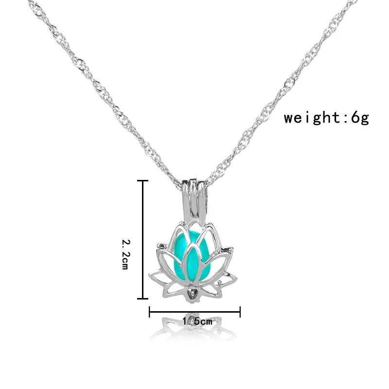 Luminous Glow in the Dark Lotus Flower Pendant Necklace for Women - 2.2*1.5cm Floral Jewelry Gift image 4