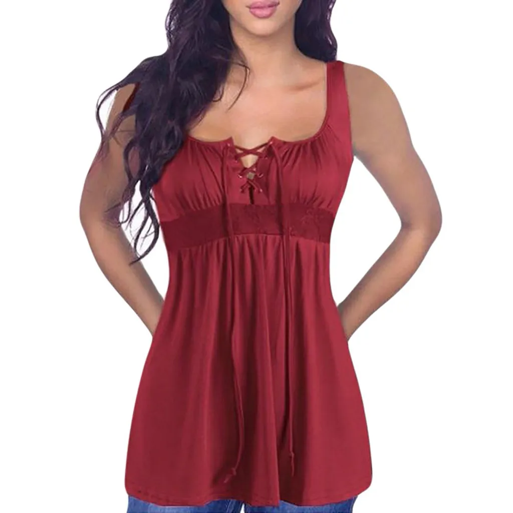 Большие размеры летняя модная блуза на шнуровке повседневная сексуальная майка