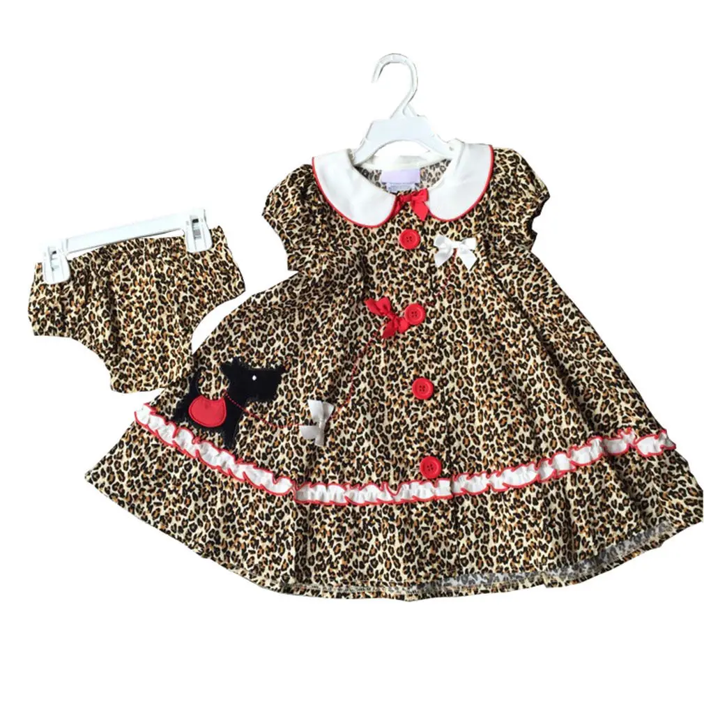 2 шт. Весеннее платье для маленьких девочек с воротником леопардовое короткими