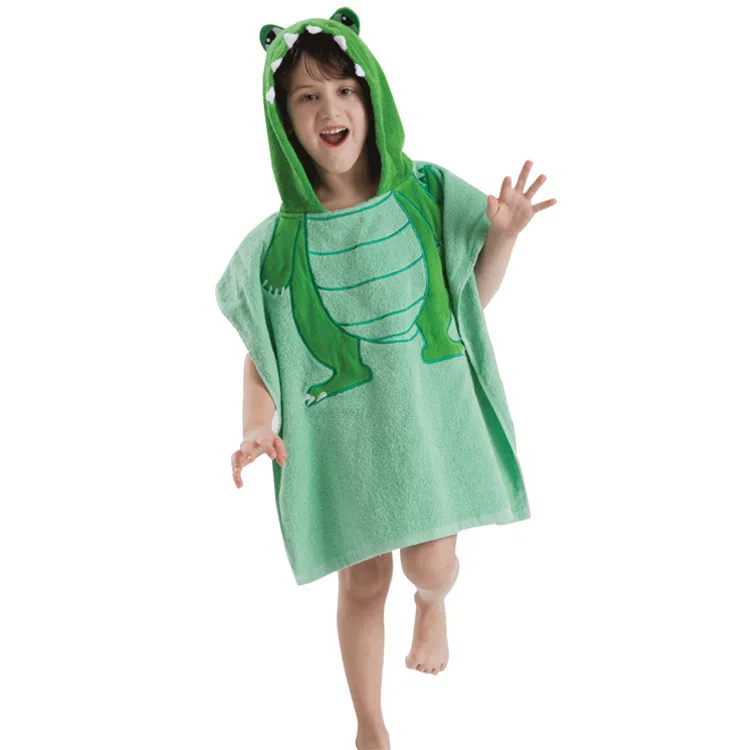 Cute cartoon animal style 100% cotton children's bathrobe cloak embroidery | Мать и ребенок
